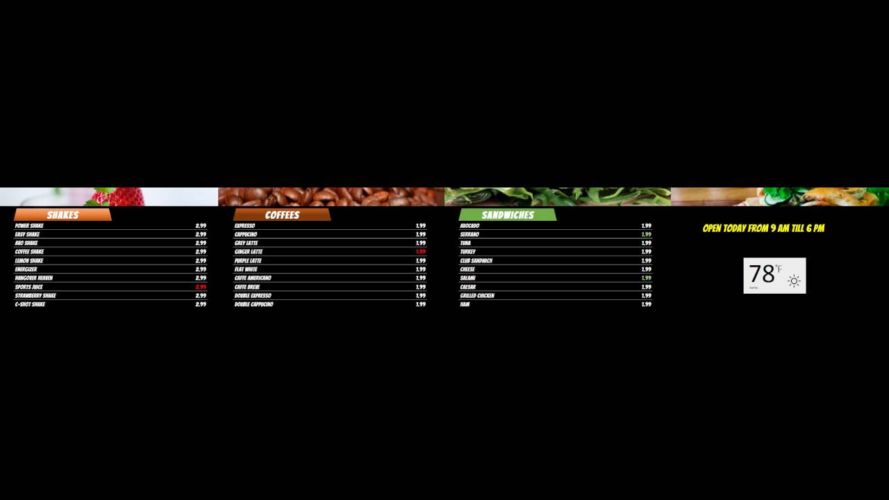 Digital Signage and PowerPoint: Sample for multi-screen pricelists