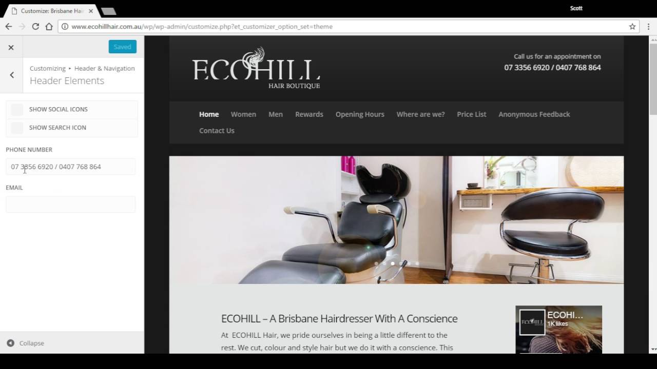 How to Edit the Phone Number on a WordPress Website using the DIVI