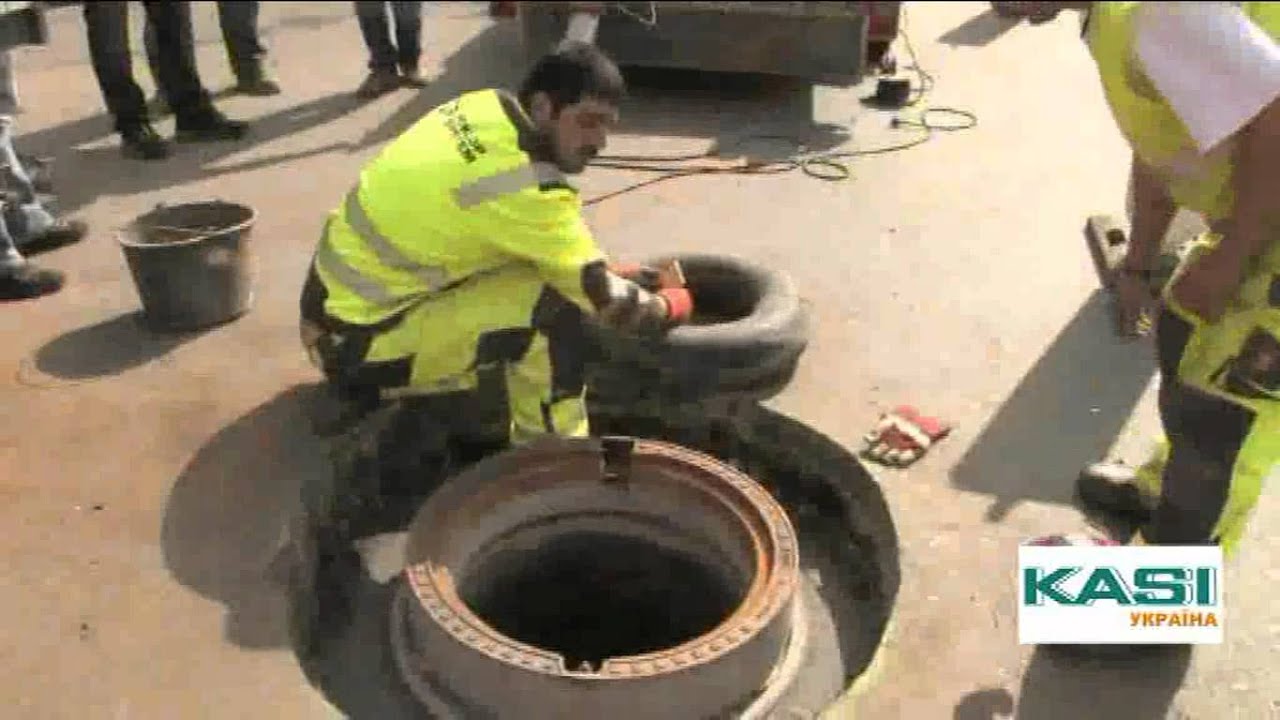 Монтаж канализационного люка с корпусом BEGU - www.kasi-ua.com - YouTube