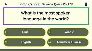 Grade 5 Social Science Quiz - Part 10/10 | 10 MCQs to Strengthen Basics of Social Studies for Kids screenshot 1