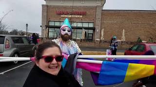 Protesting at the Library.Drag queen story hour