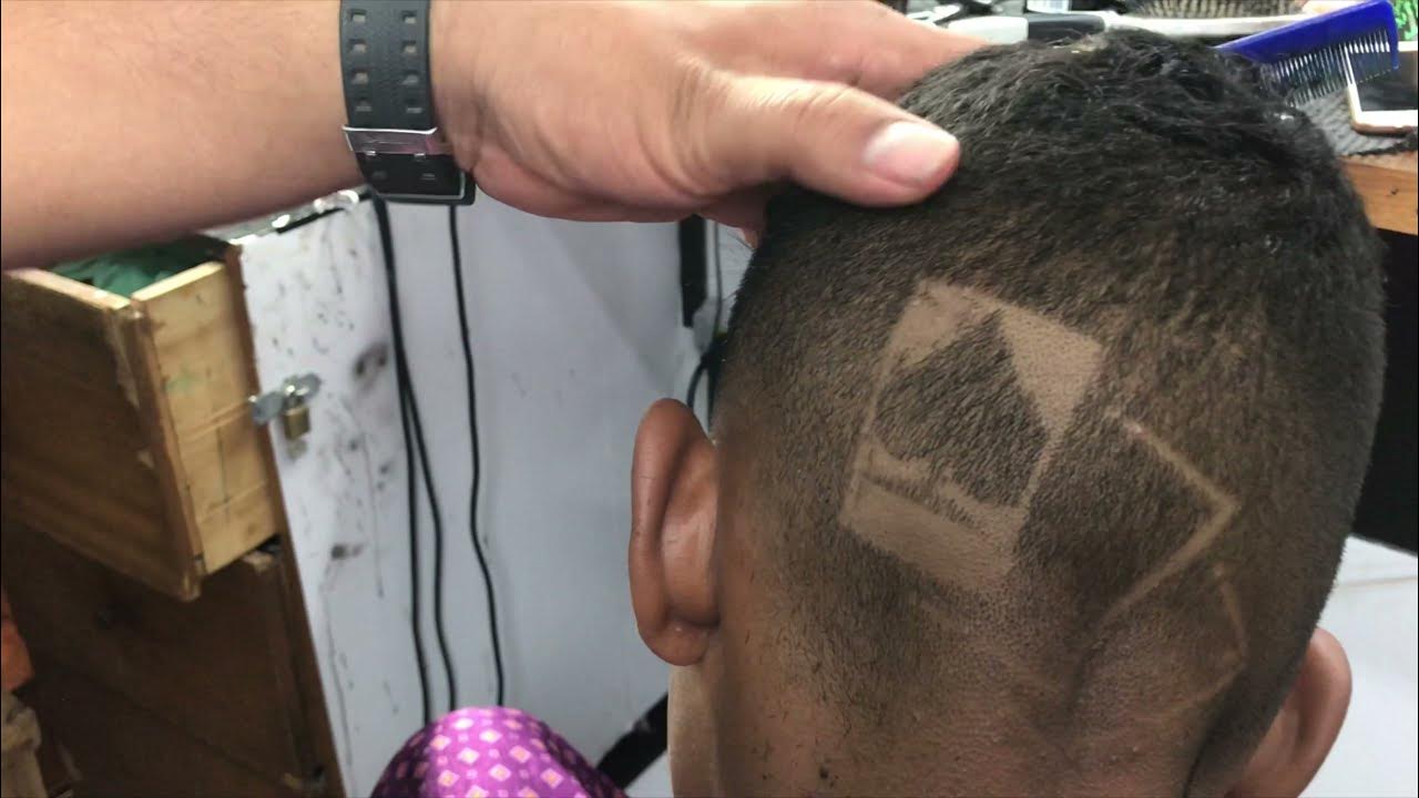 Corte de cabelo com desenho disfarçado xadrez cartas dado Passo a Passo 