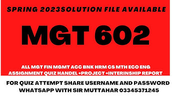 MGT 602 Solution Spring 2023