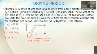 Drying of solids   Example 3 (Constant and Falling rate period)