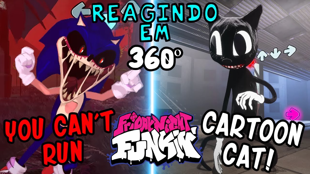 A NOVA MUSICA DO SONIC.EXE E MAIS CARTOON CAT! - React Friday Night Funkin  VR 360 