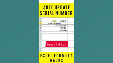 Auto Generate Serial Number in Excel | Excel Formula Hacks 🔥🔥 #short #youtubeshorts #shorts