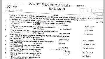 10th|English|1st|Revision|Test|2022|question|Paper|with|answer|key|Vincent Maths|