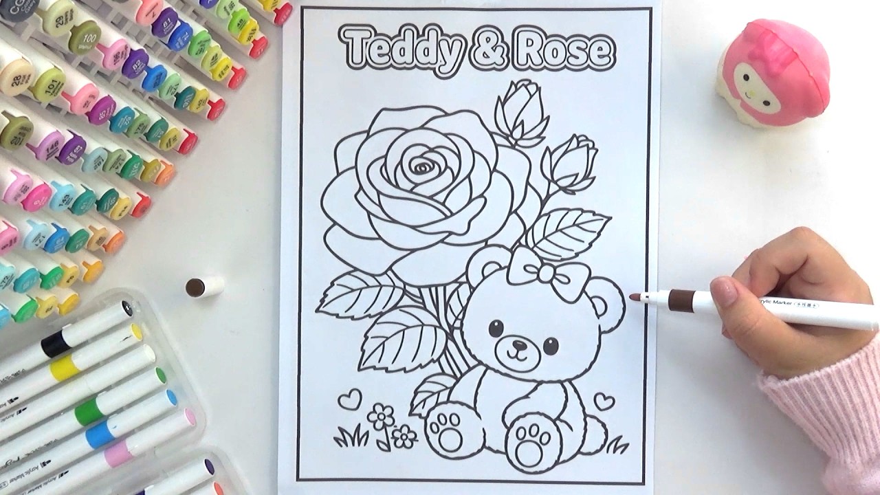 Sweet Teddy & Rose Coloring 🌹🧸 So Cute!
