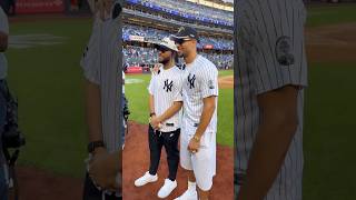 NBA Champs Jalen Brunson & Josh Hart threw out the first pitch at Yankee Stadium!