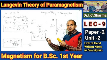 Langevin Theory of Paramagnetism for B.Sc. 2nd year | Langevin Theory of for B.Sc. 1st year || L-9