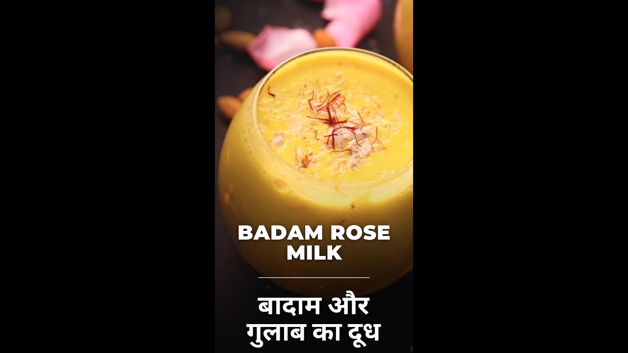 #Shorts Badam Rose Milk | बादाम और गुलाब का दूध | Saffron, Almond Puree | केसर, बादाम, गुलाब का पानी | India Food Network