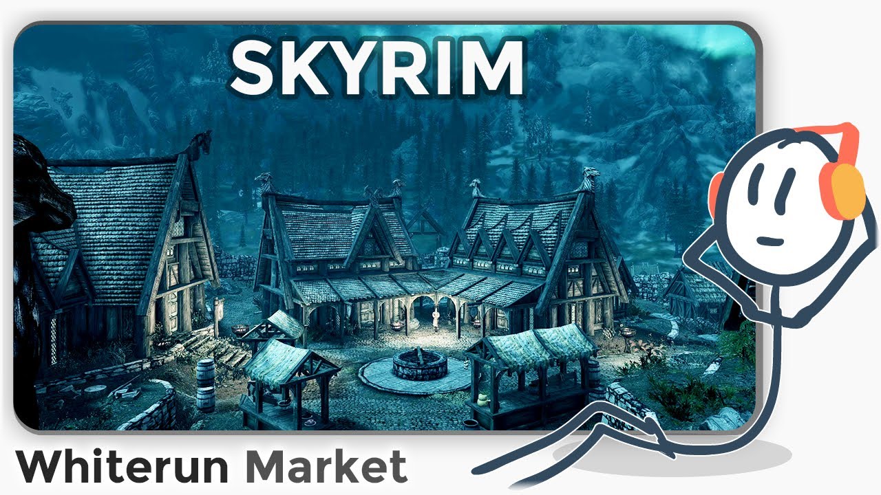 🌄 Skyrim - WHITERUN MARKET - 1440p 1h - Feel the market at night