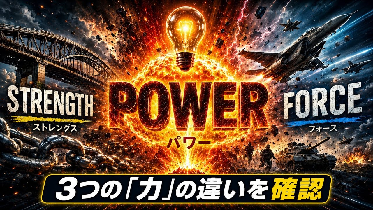 英単語】「ちから」を意味する「strength」「power」「force」の違いを