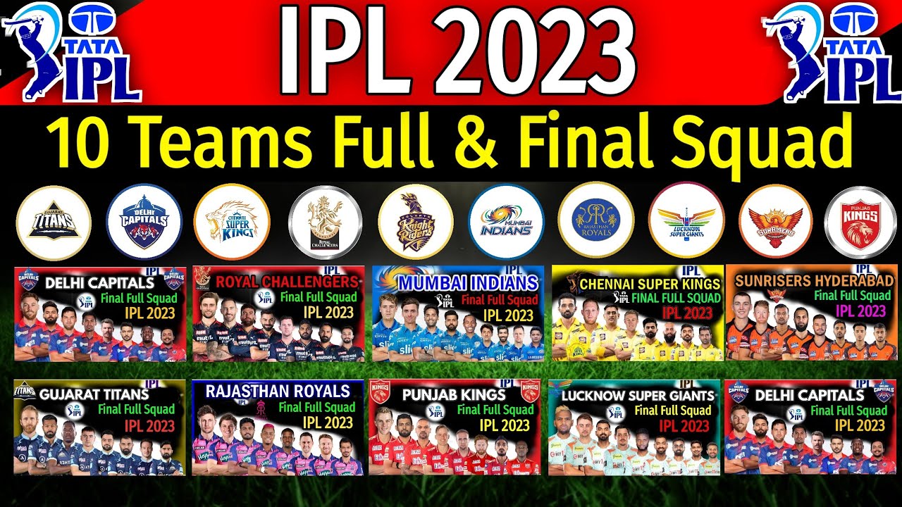 IPL 2023 - All Teams Full & Final Squad | CSK, RCB, MI, DC, KKR, RR, GT, LSG Final Squad IPL 2023 |