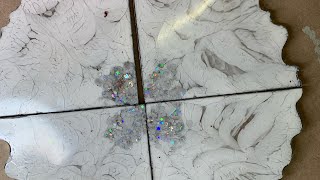 Resin Art epoxy coasters spider web looking