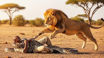 Giant pythons attacked a man, the lion’s reaction brought everyone to tears!