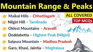 Mountain Ranges In India | Highest Peaks In India | Full Video | Geography MCQs Questions & Answers