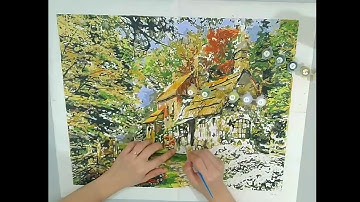 Paint by numbers || Beautiful house with garden || Timelapse