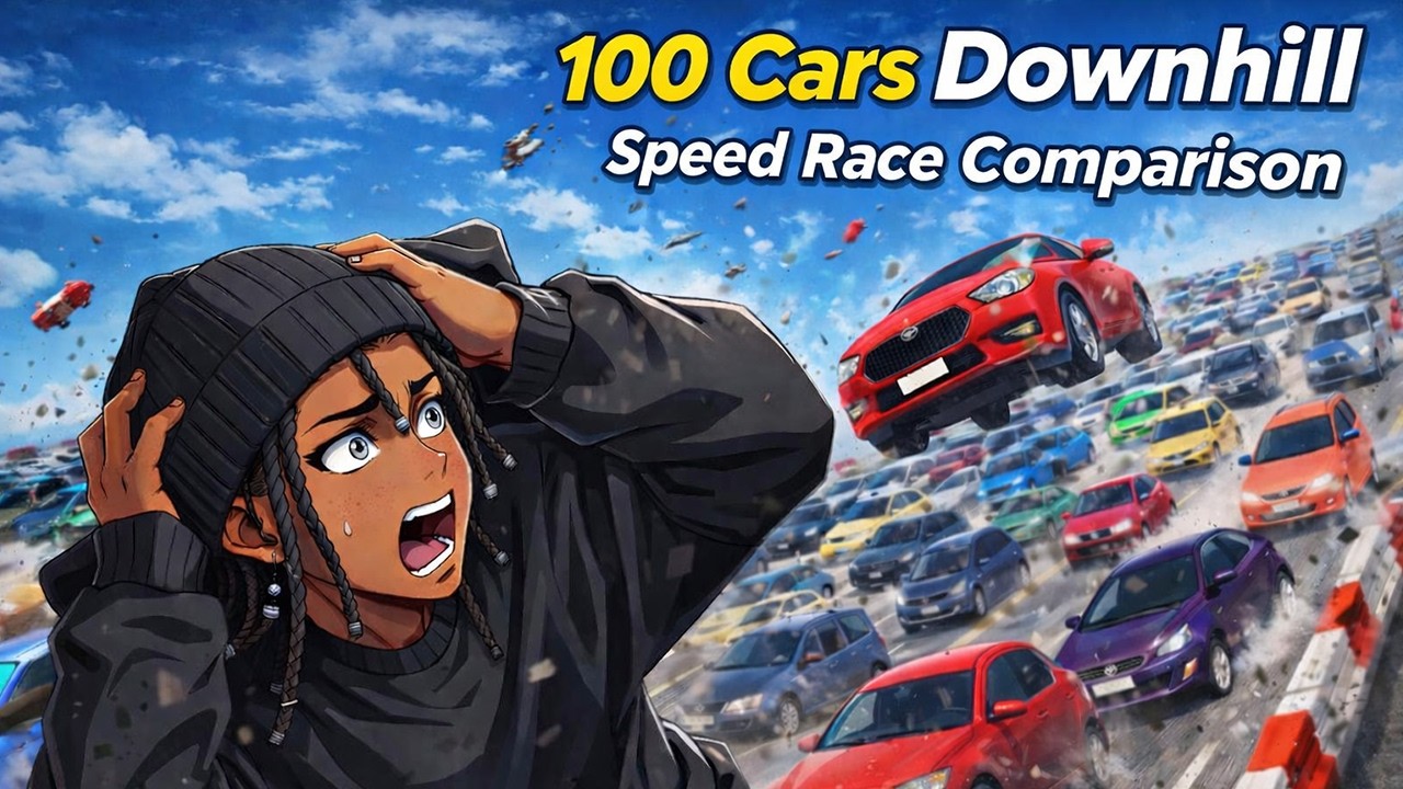 Downhill Race with 100 Cars in Beamng drive | Reaction
