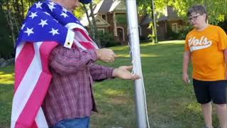 Installing a Flag Pole for Memorial Day.