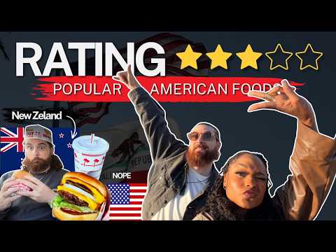 1st TIME! 🇳🇿 🇺🇸 RATING POPULAR FOOD IN AMERICA: New Zealand - California - Japan
