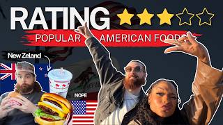 1st TIME! 🇳🇿 🇺🇸 RATING POPULAR FOOD IN AMERICA: New Zealand - California - Japan