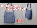 Double Zipped Crossbody Bag/Two zippered side pockets/옆포켓이 두개인 크로스백 만들기