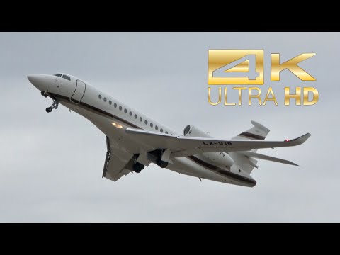 (4K) Dassault Falcon 8X Global Jet Luxembourg LX-VIP departure Munich Airport MUC EDDM