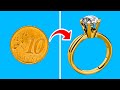 GOLD DIAMOND RING FROM A COIN || 5-Minute Decor Crafts You Can Make!