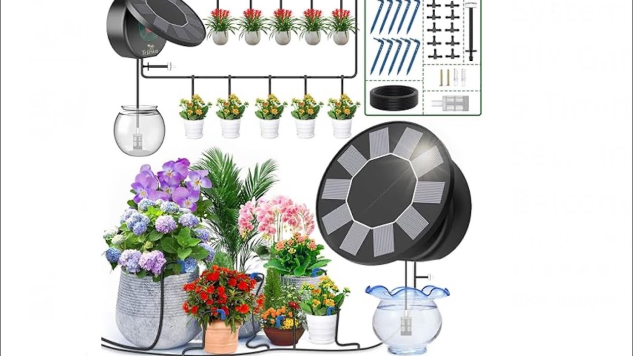 TRJZWA Solar Automatic Drip Irrigation System Kit, Auto Watering Kit ...