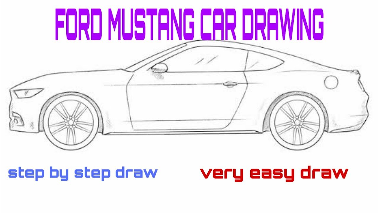 Ford mustang car drawing | Mustang new model | step by step draw | by