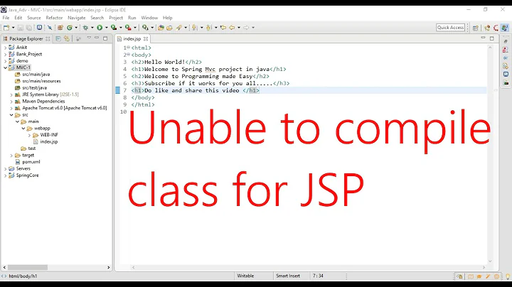 Unable to compile class for JSP