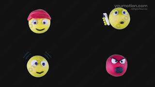 Free Animated Emoji Stop Motion - Hand-Drawn Cartoon Faces for AI Video (AE, PR, DR, FCPX)