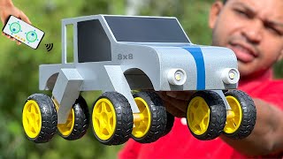 Smartphone से चलने वाला 8x8 Wheel Drive Remote Control Car || How To Make Wi-Fi Car At Home