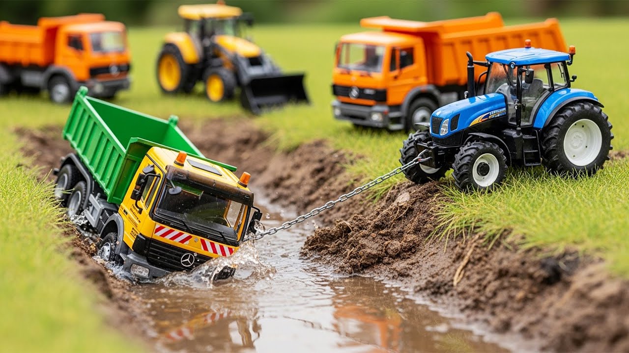Toy Mud Rig Toy Trucks & Tractors' Big River Adventure! Rescue in the Mud!🚚💨 - YouTube