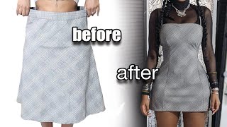 Thrift Flip: Skirt to Brandy Melville Inspired Strap Mini Dress