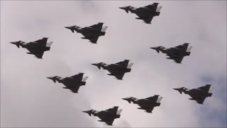Typhoon FGR4 9-Ship Flyby - RIAT 2018