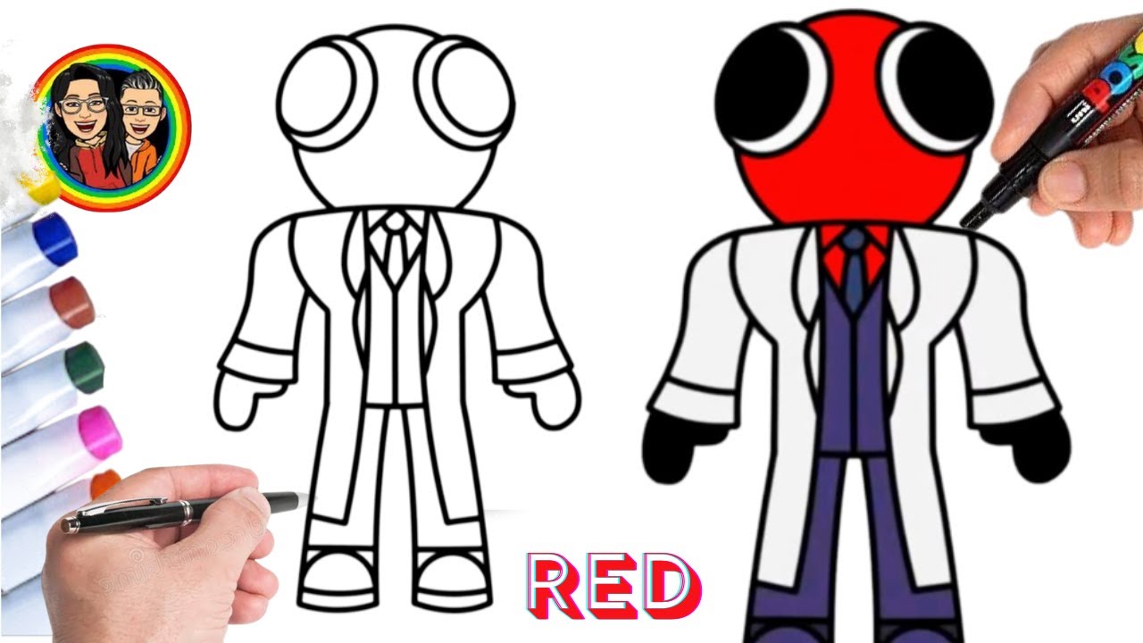 Como DESENHAR o RED do RAINBOW FRIENDS ROBLOX Fácil / How to DRAW RED from RAINBOW  FRIENDS ROBLOX 