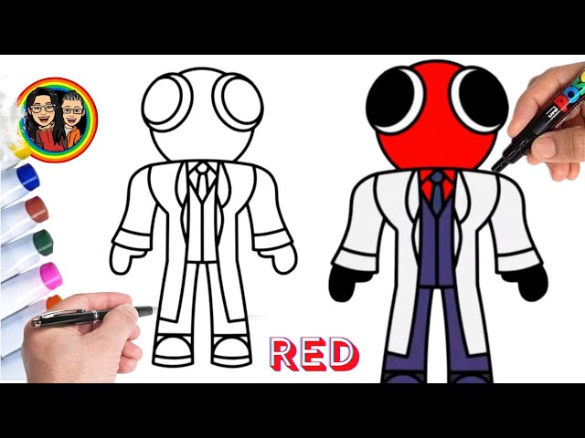 Como DESENHAR o RED do RAINBOW FRIENDS ROBLOX! Vídeo completo no YouTu