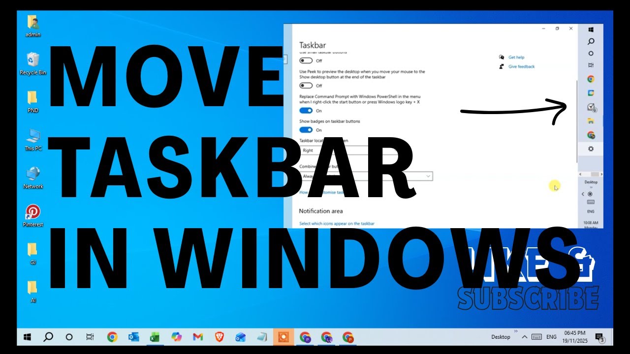How To Move Taskbar In Windows 10 | Move Taskbar To Top, Left & Right ...