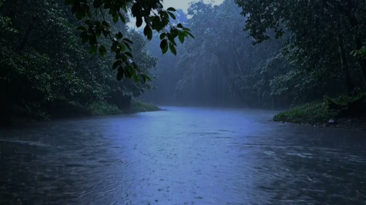 Rain Sounds For Sleeping – River Rain ASMR & Soft Piano Ambience