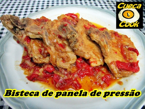 Bisteca de porco na panela de pressão (não fica seca,fica macia e suculenta) - Cueca Cook# 155. 