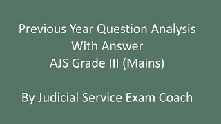 Previous Year Question Analysis of AJS Grade III Mains. Continuing Offence.