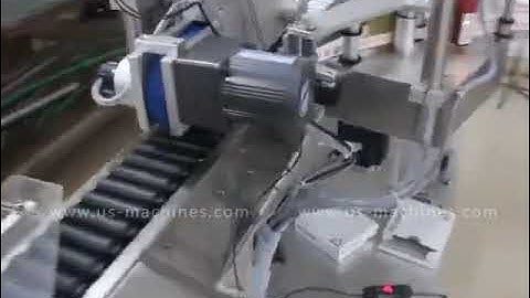 Automatic lipstick lip balm horizontal feeding bottom labeling machine high accuracy video