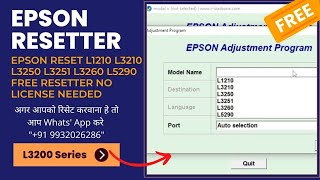 EPSON RESET L1210 L3210 L3250 L3251 L3260 L5290 FREE