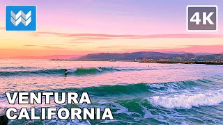 [4K] Sunset at Ventura Harbor Village in Ventura, California USA - Walking Tour & Travel Guide 🎧