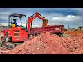 Power plant foundation work Gravel shifting By Mini Excavator and Mahindra Tractor | Jcb Backhoe