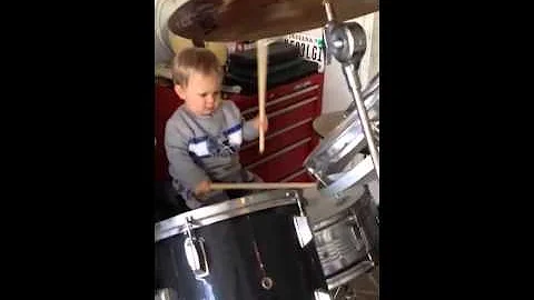 1yr old playing drums