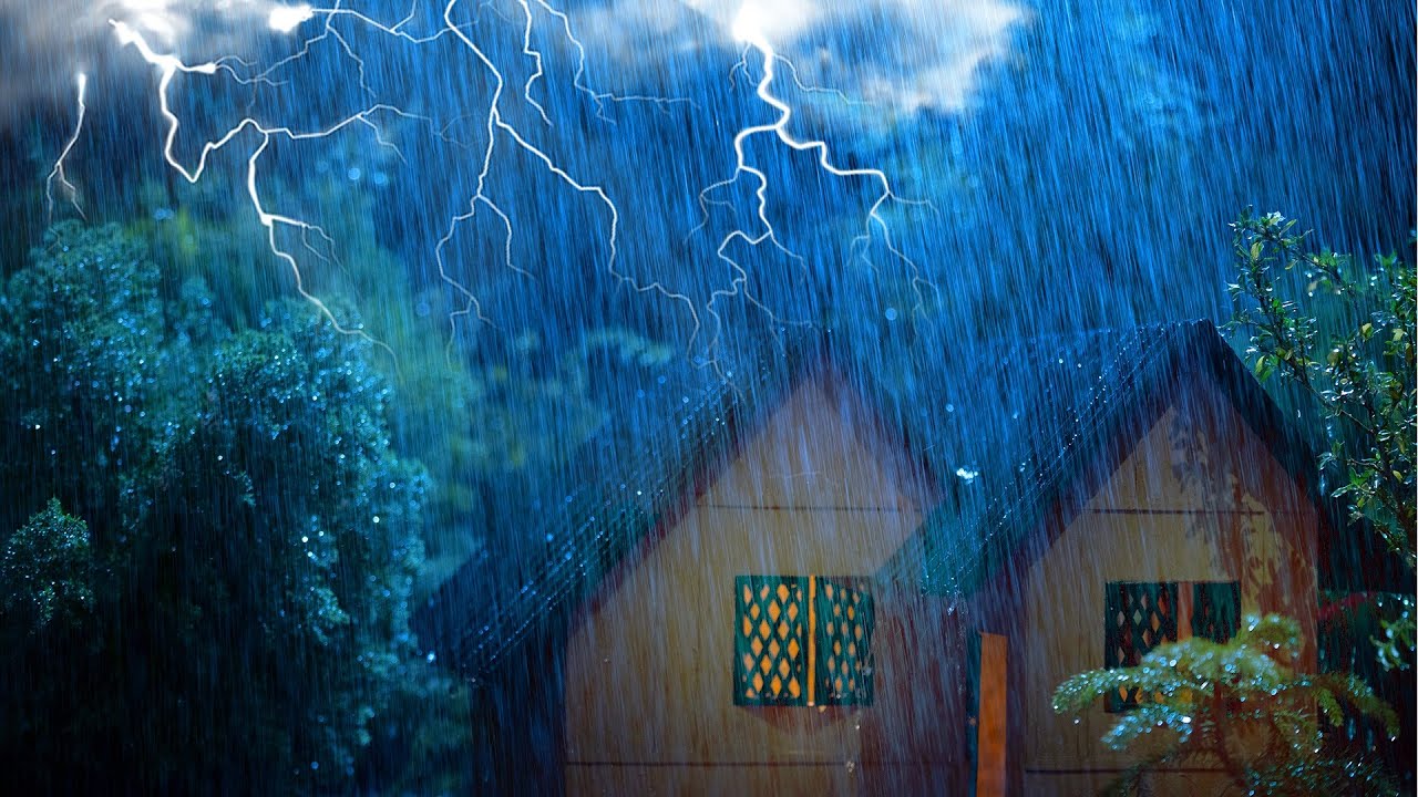 Fall into Deep Sleep in 3 Minutes with Heavy Rain and Thunder at Night