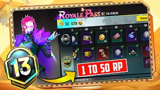 MONTH 13 ROYAL PASS 1 TO 50 RP REWARDS // M13 ROYAL PASS // M13 ROYAL PASS BGMI